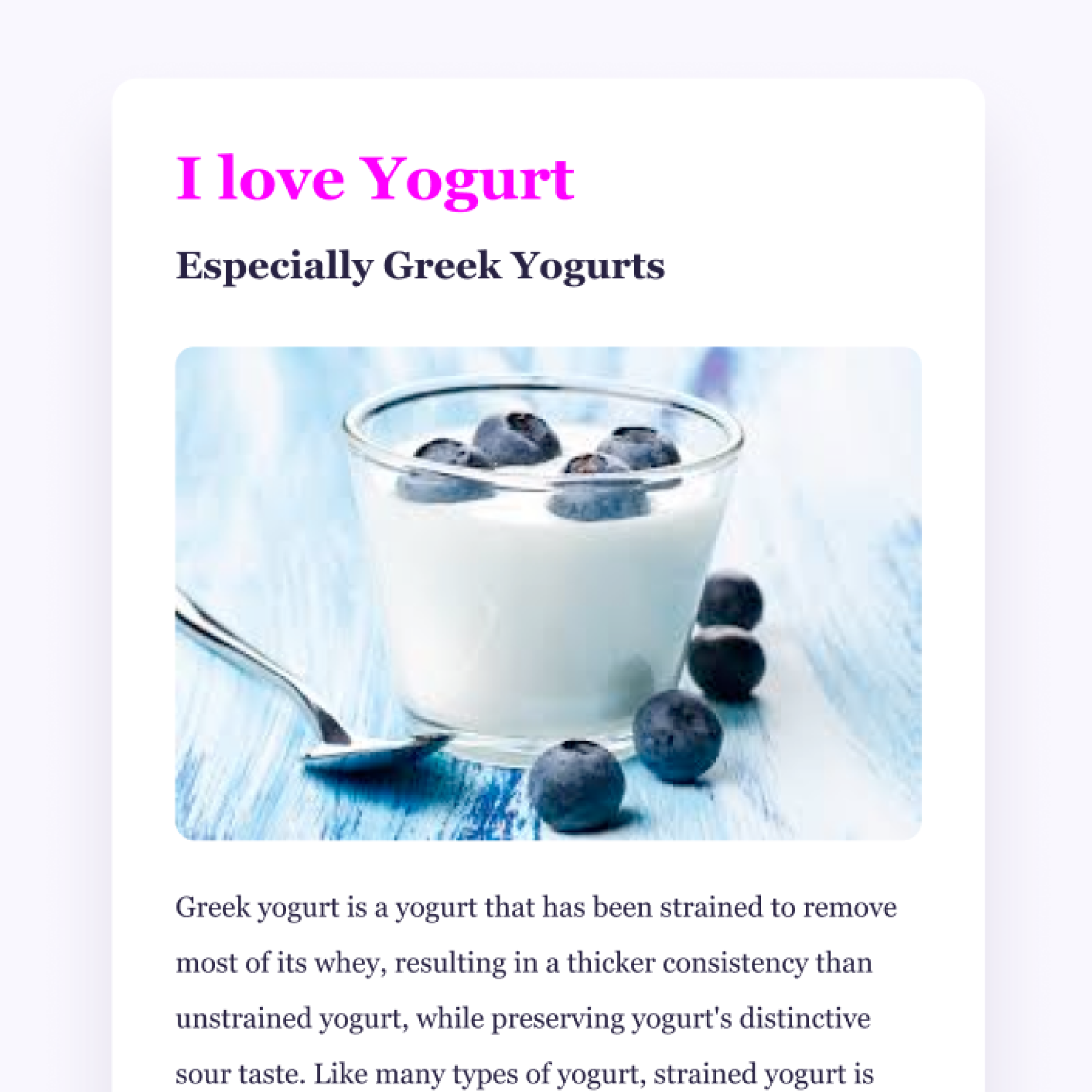 Yogurt page preview